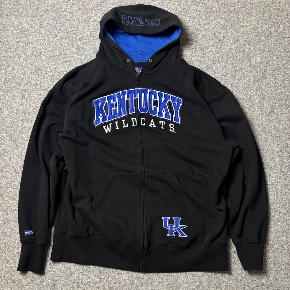 Kentucky Wildcats Jansport Hoodie Mens XL Black Full Zip Blue‎ Embroidered Logo